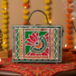 Green Lotus Lippan Art Handcrafted Rectangle Box Bag
