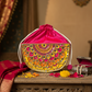 Pink Festive Charm Semi Circle Lippan Art Handcrafted Potli Bag with Sling