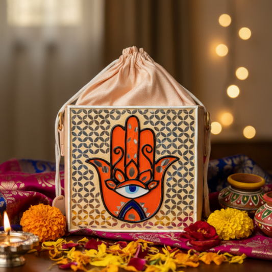 Peach Hamsa Medium Lippan Art Potli Sling