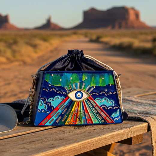 Northern Lights Lippan Art Trapezium Potli Sling