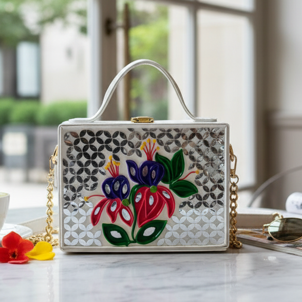 Flora Lippan Art Handcrafted Rectangle Box Bag