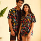 Black Floral Unisex Short Sleeves Shirt