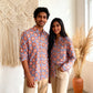 Orange Blue Flower  Full Sleeves Unisex Shirt