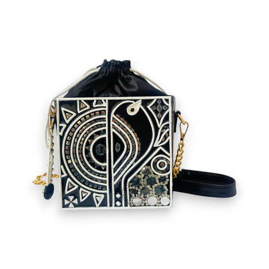 Black Square Lippan Art  Potli Bag and Sling