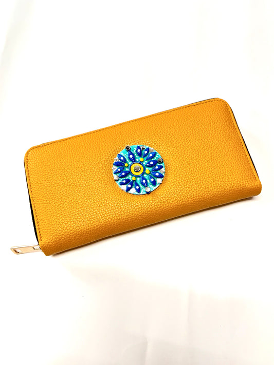 Yellow Handcrafted Lippan Art Wallet