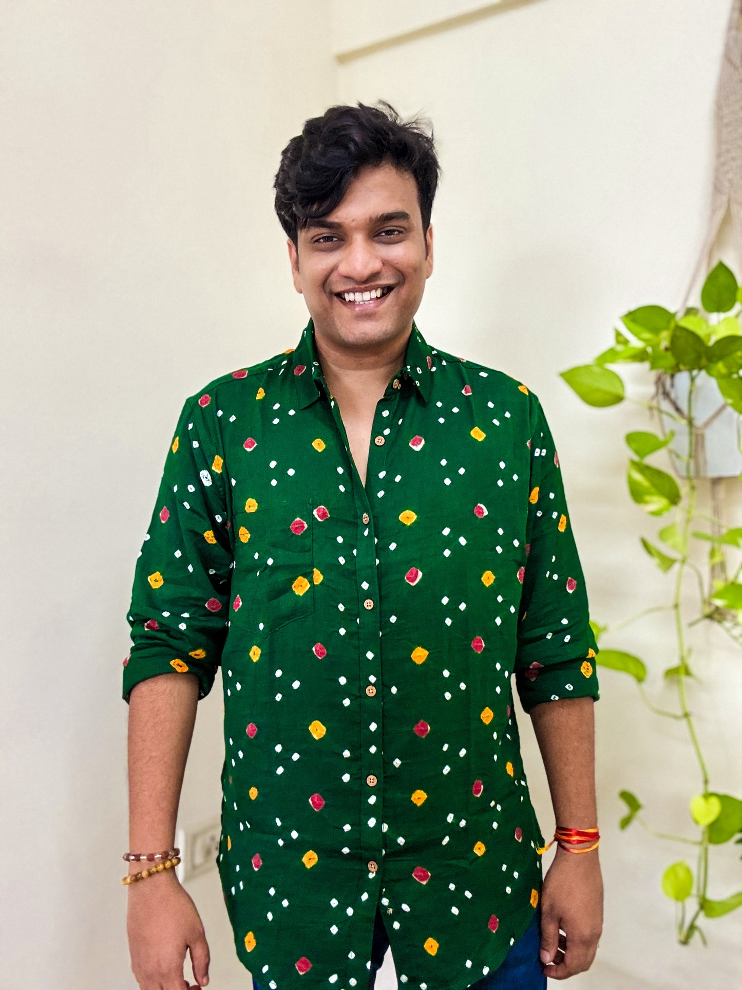 Hariyali Handcrafted Pure Bandhani Unisex Shirt
