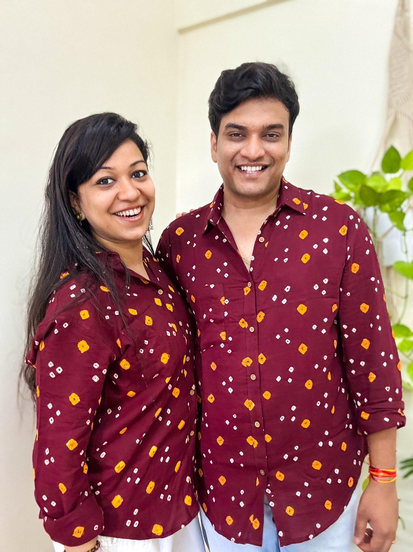 Mitti Rang Handcrafted Pure Bandhani Unisex Shirt