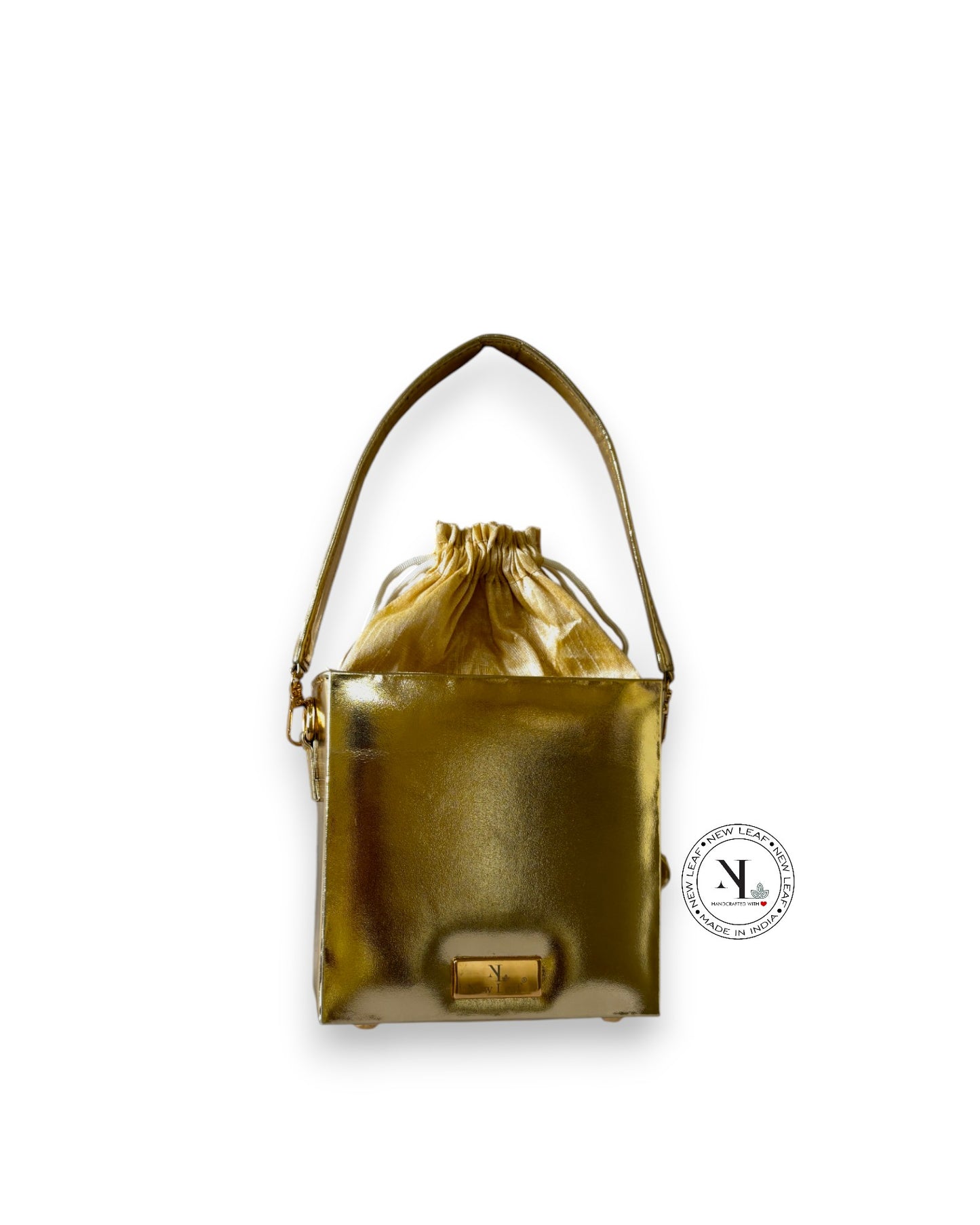 Festive Gold Lippan Art Medium Potli Sling