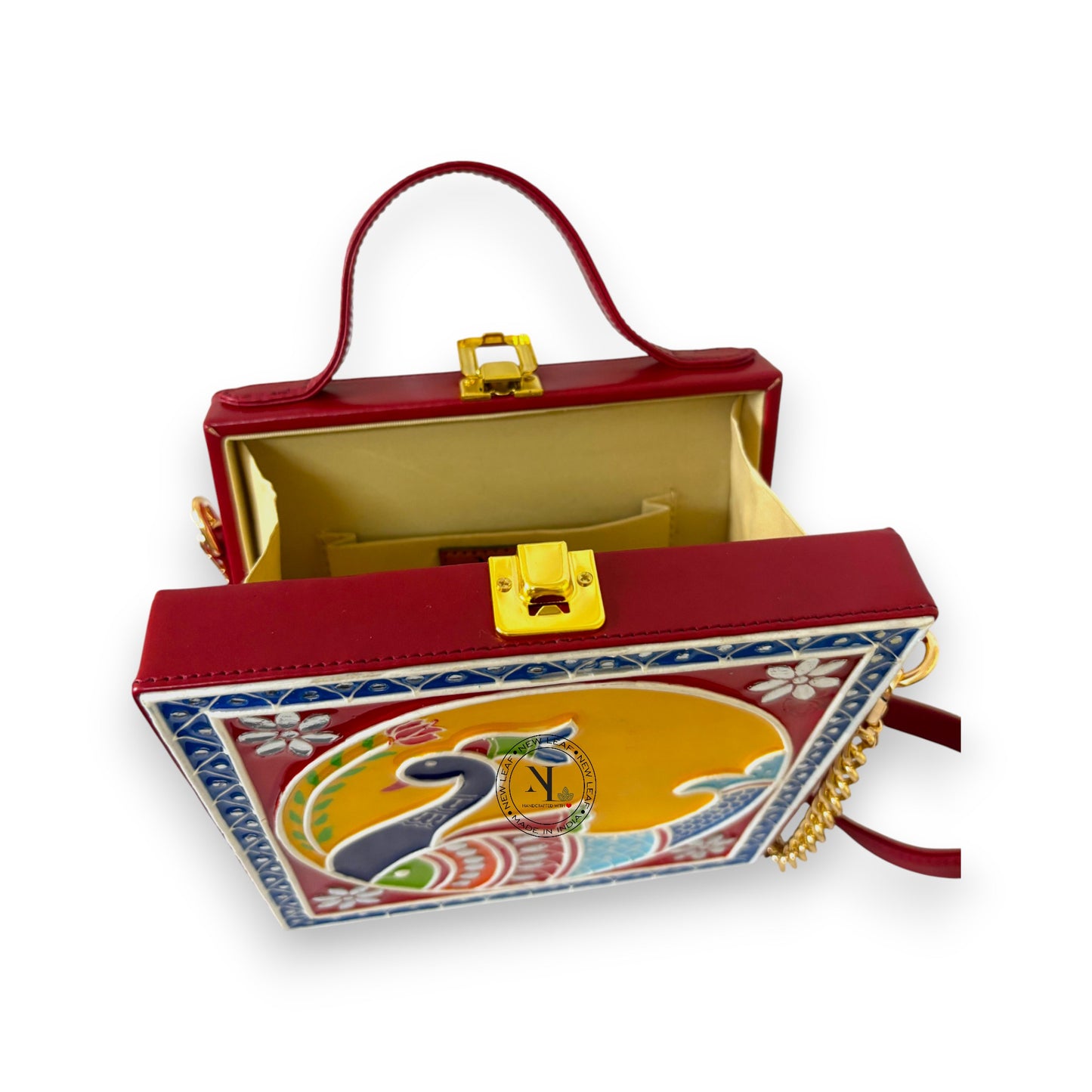Pink Peacock Lippan Art Handcrafted Box Bag