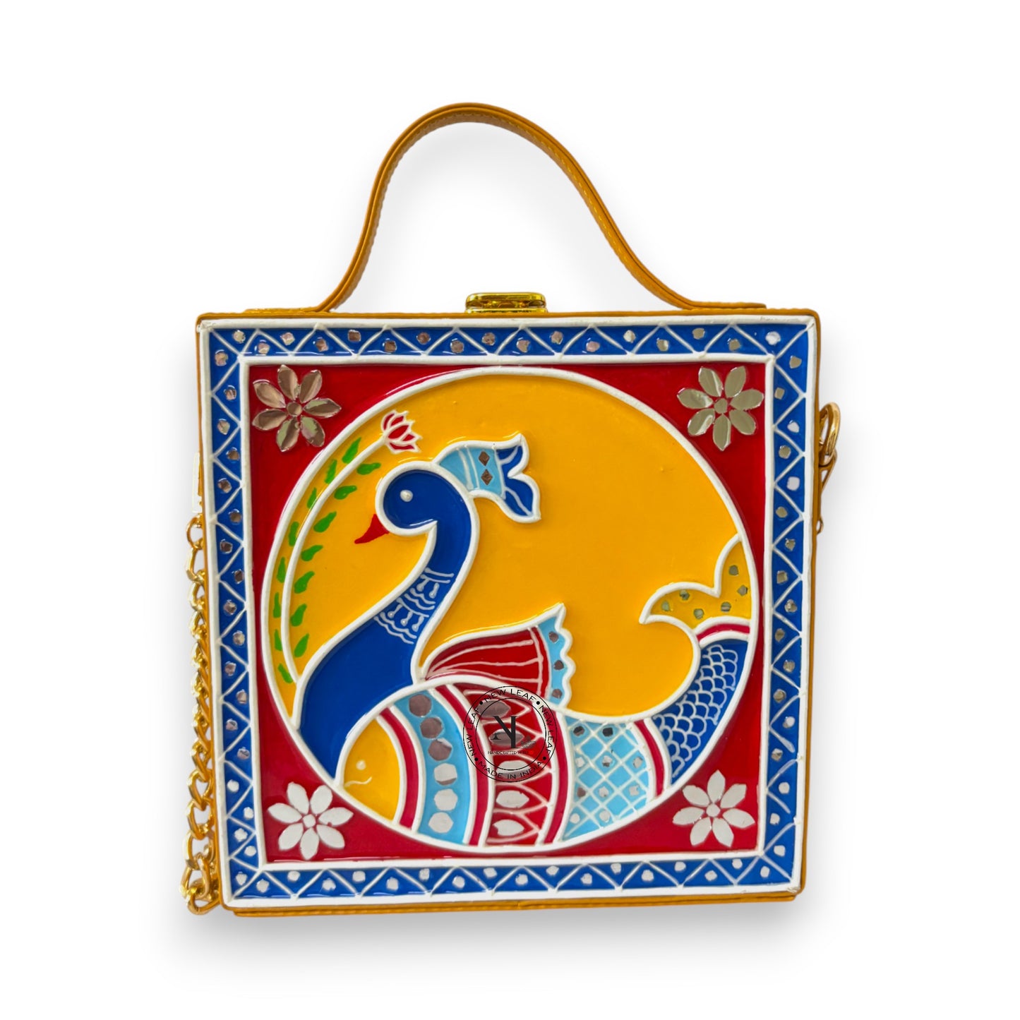 Pink Peacock Lippan Art Handcrafted Box Bag