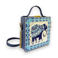 Elephant Lippan Art Handcrafted Square Box Bag