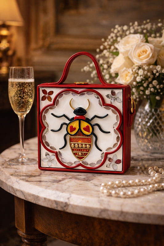 Mini Lady Bird Lippan Art Handcrafted Square Box Bag