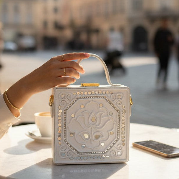 Mini Lotus Lippan Art Handcrafted Square Box Bag