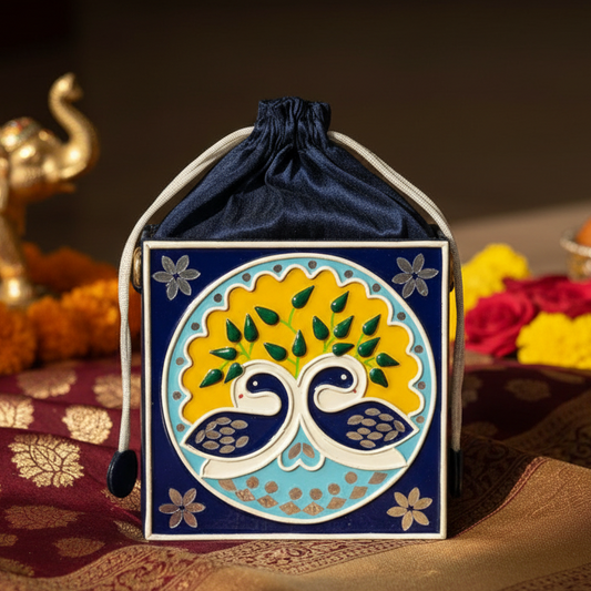 Peacock Lippan Art Medium Potli Sling