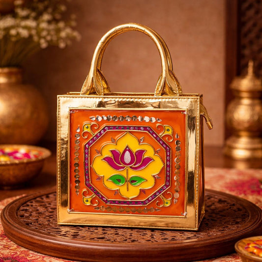 Lotus Handcrafted Lippan Art Handbag/ Sling