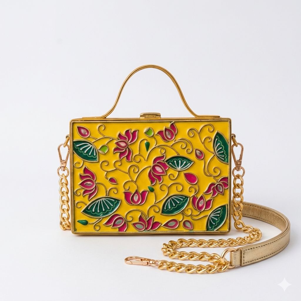 Lotus Rectangle Lippan Art Box Bag