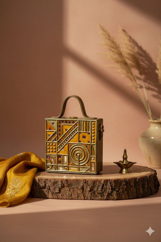 Mini Party Lippan Art Handcrafted Square Box Bag