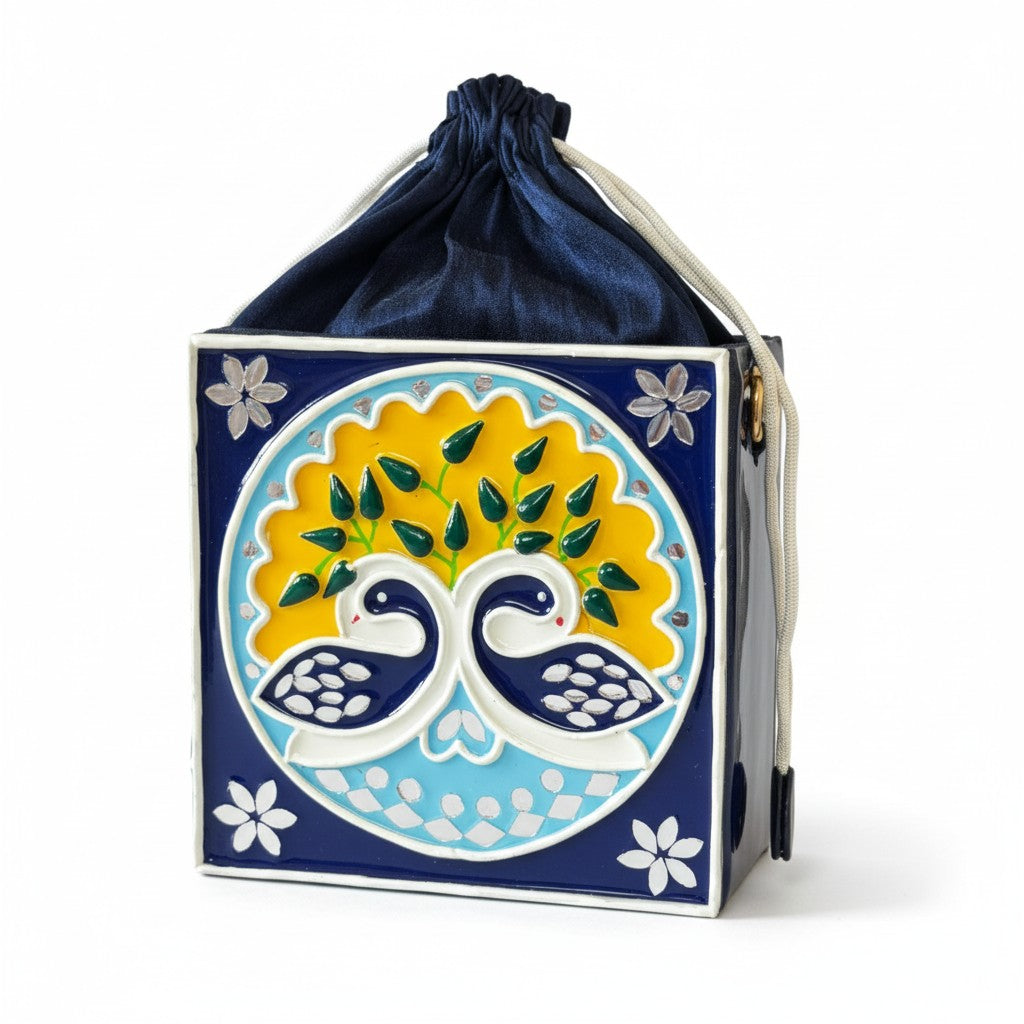 Peacock Grace Lippan Art Medium Potli Sling