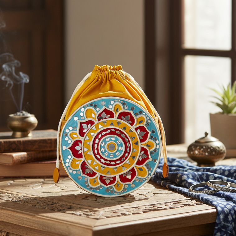 Festive Lippan Art Medium Potli Sling