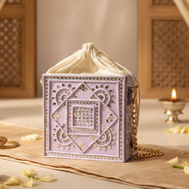 Lilac Lippan Art Potli Handcrafted Sling Bag