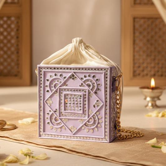 Lilac Lippan Art Potli Handcrafted Sling Bag