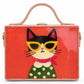Retro Cat Handcrafted Lippan Art Rectangle Box Sling Bag