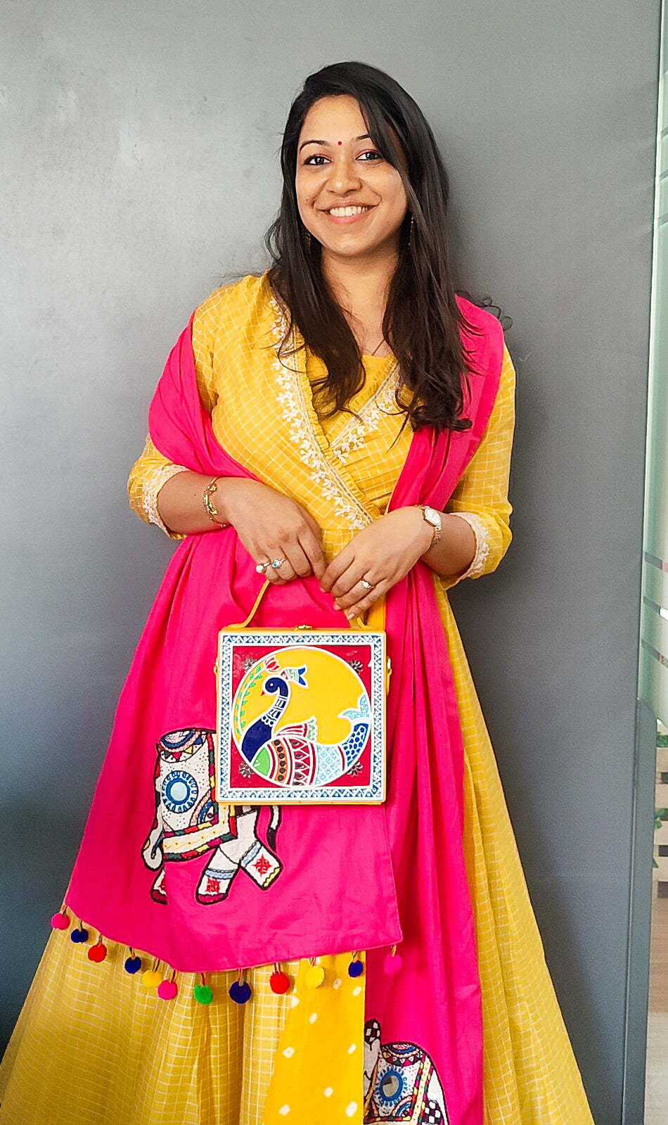 Peacock Lippan Art Handcrafted Box Bag