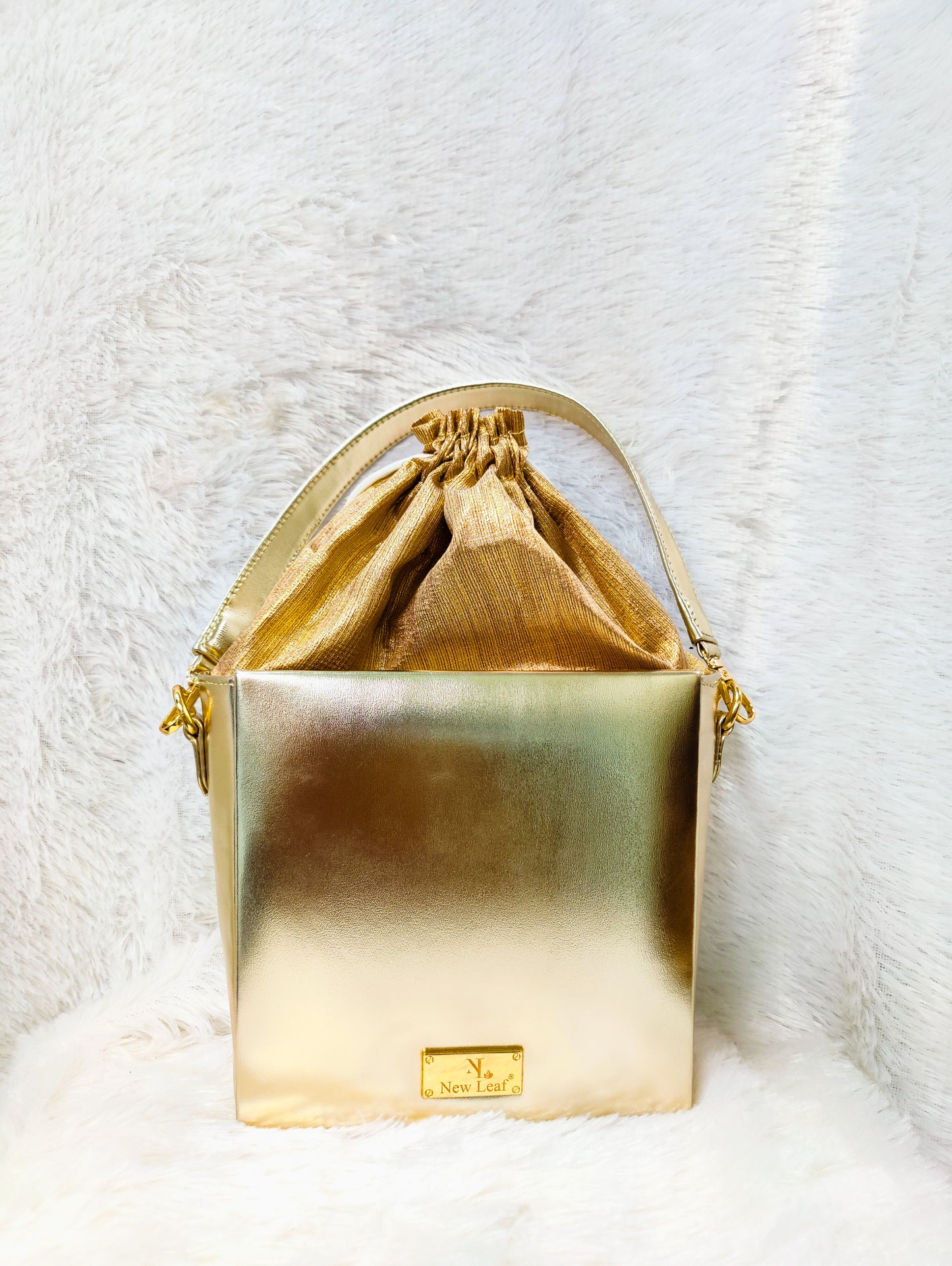 Peacock Lippan Art Box Bag with Potli and Sling