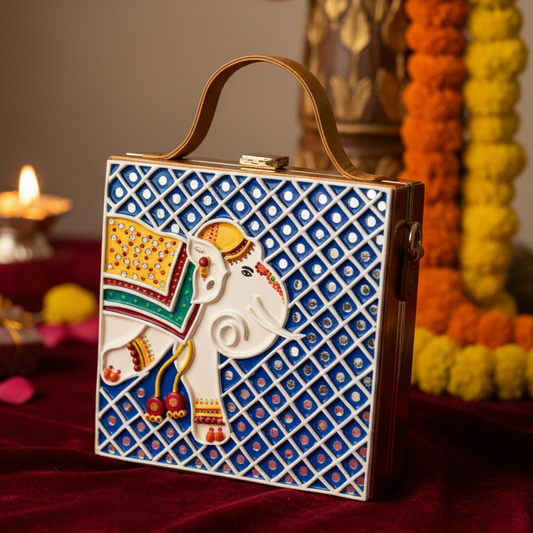 Elephant Lippan Art Box Sling Bag