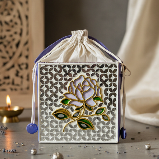 Lilac Rosee Lippan Art Medium Potli Handcrafted Sling Bag