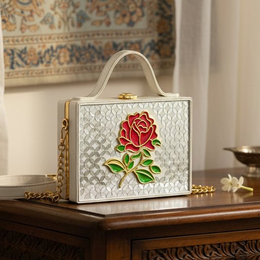 Rose Rectangle Lippan Art Box Sling Bag