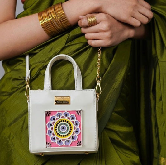 White Mandala Lippan Art Handcrafted Sling