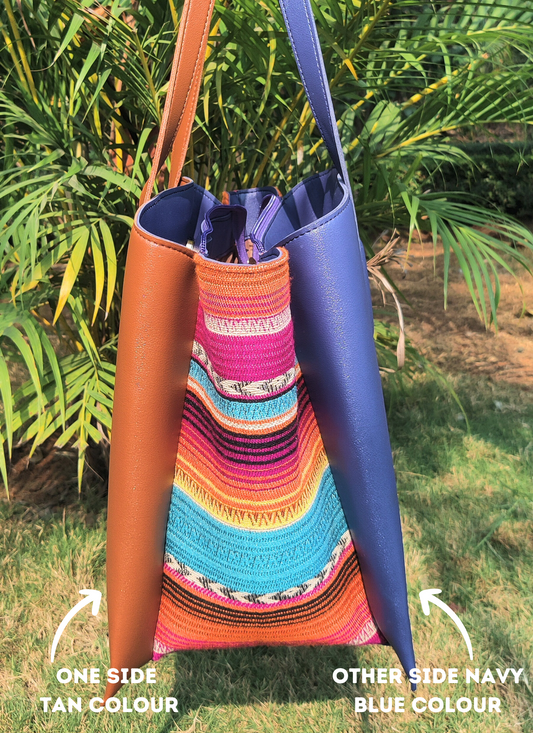 That Boho Bag- Dual Colour Tone Bag- Navy Blue and Tan