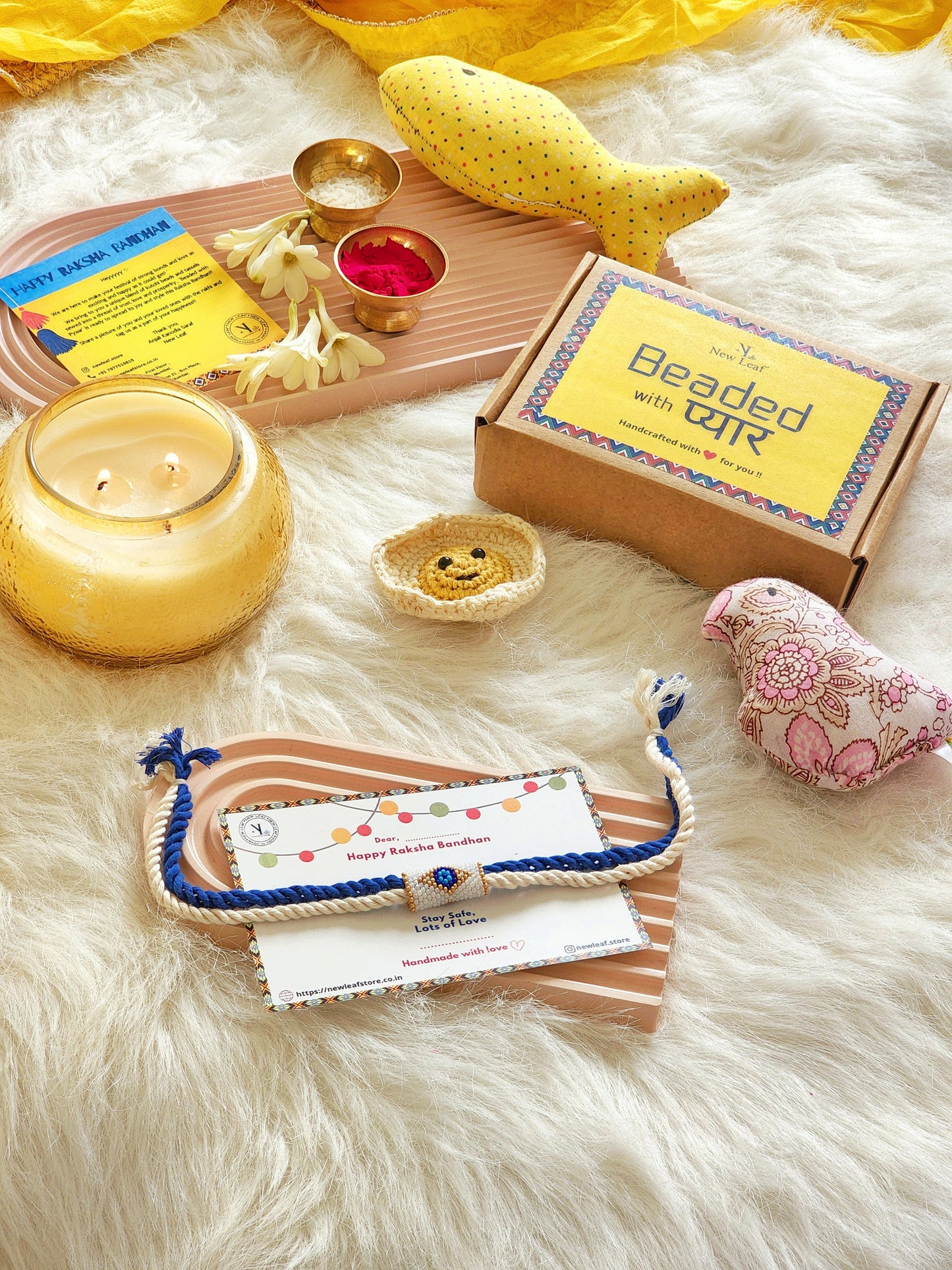 Nazar na Lage - Evil Eye Cylindrical Beaded Rakhi