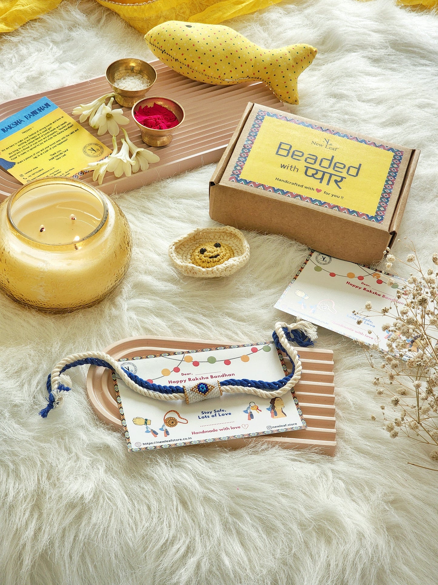 Nazar na Lage - Evil Eye Cylindrical Beaded Rakhi