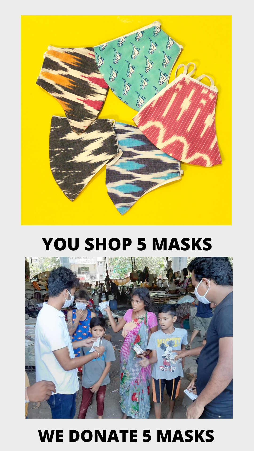 SET OF 5 FABRIC MASKS - YOU PICK 5 , WE DONATE 5