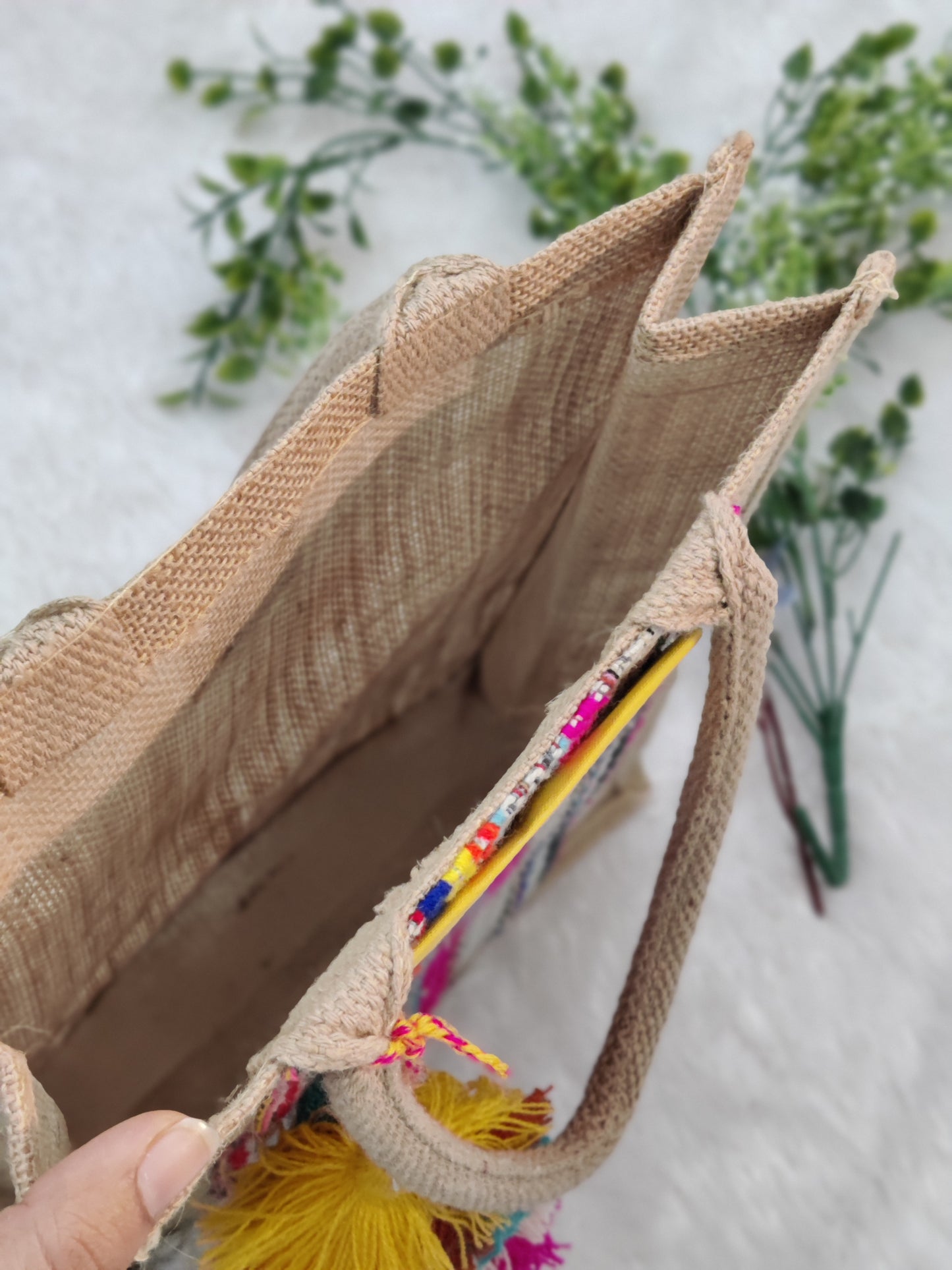 Tassel Handcrafted Customized Jute Bag- Small