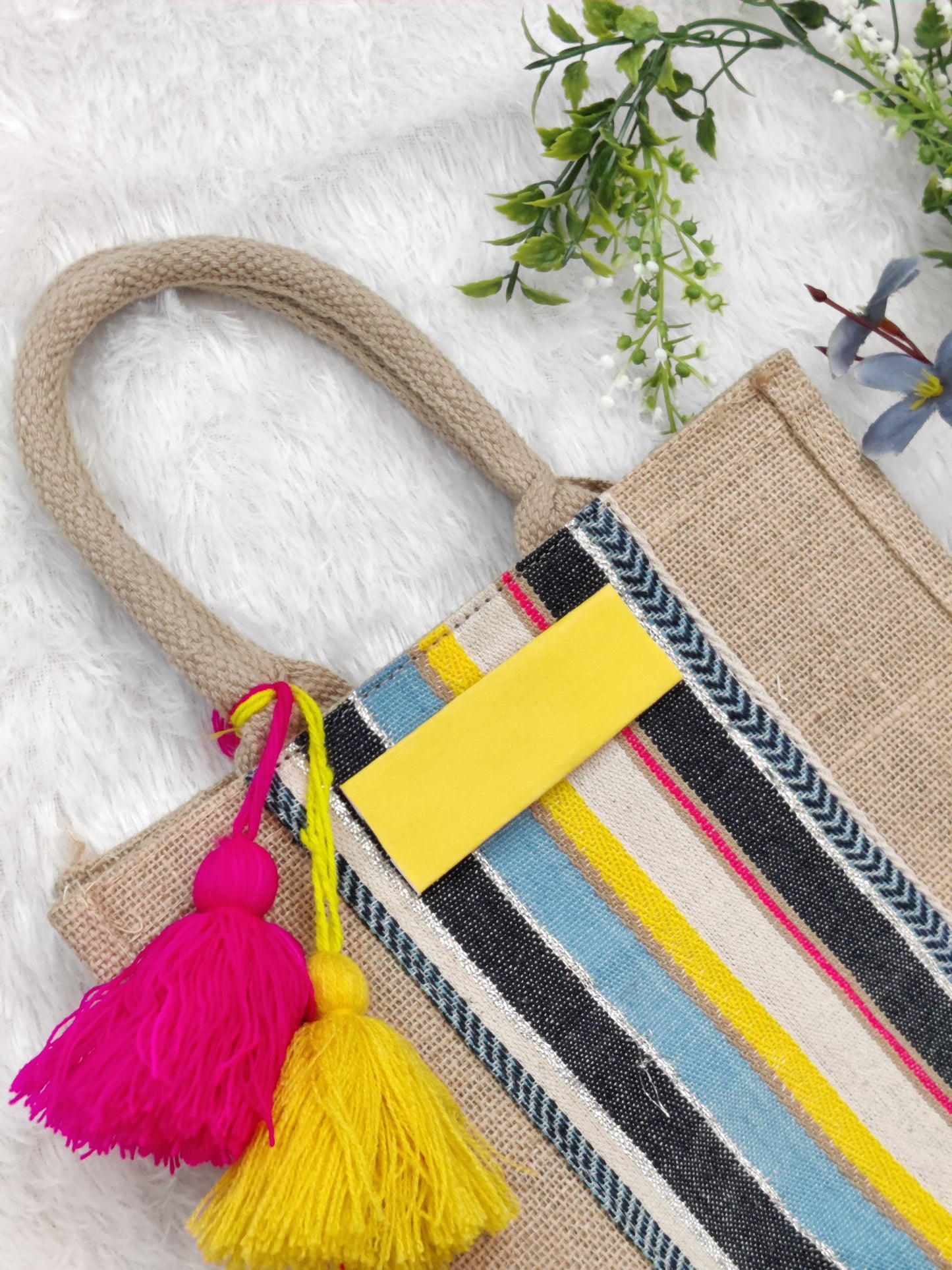 Tassel Handcrafted Customized Jute Bag- Small