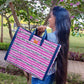 Pink Fringe Jaquard Box Big Bag