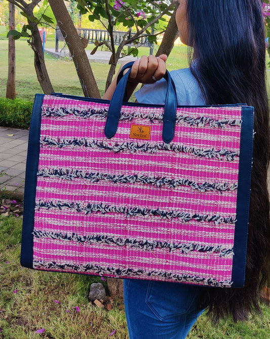 Pink Fringe Jaquard Box Big Bag