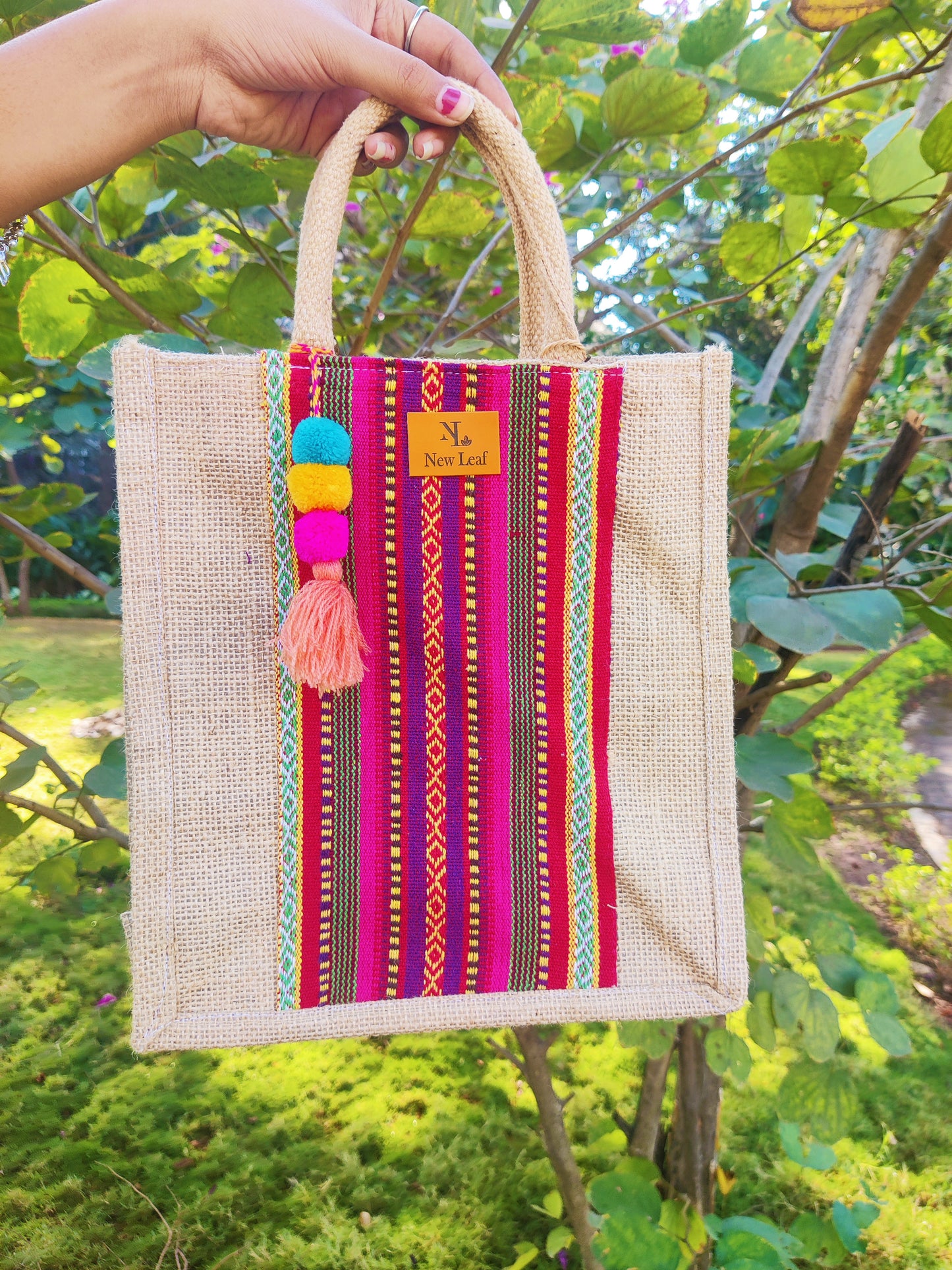 Strawberries and Cream Jute Bag without Zipper- Small