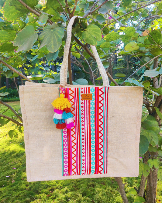 Cherry Lime Everyday Jute Bag- Large